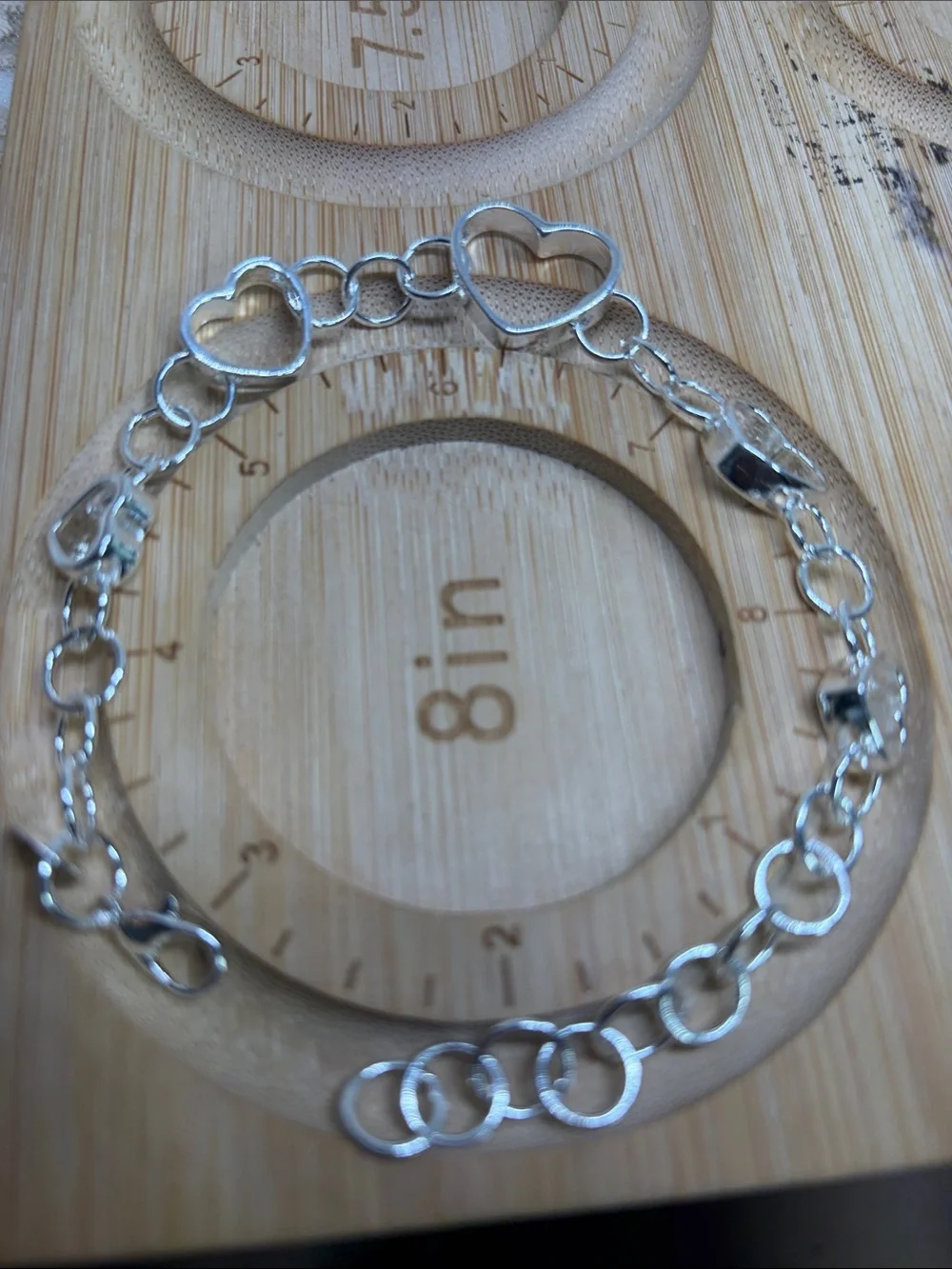 925 Sterling Silver Graduated Open Heart Link Bracelet Romantic Minimalist Clean